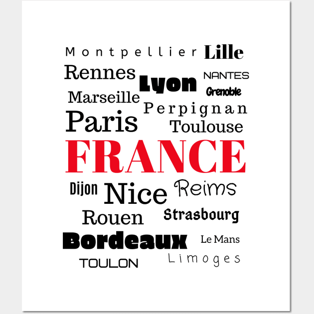 French Cities word cloud design Wall Art by karma-stuff